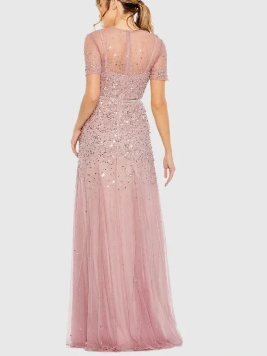 NWT Mac Duggal Sz 18 Rosewood Pink Sequin Gown 93909 - Picture 3 of 4